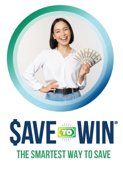 Happy girl holding money - save to win